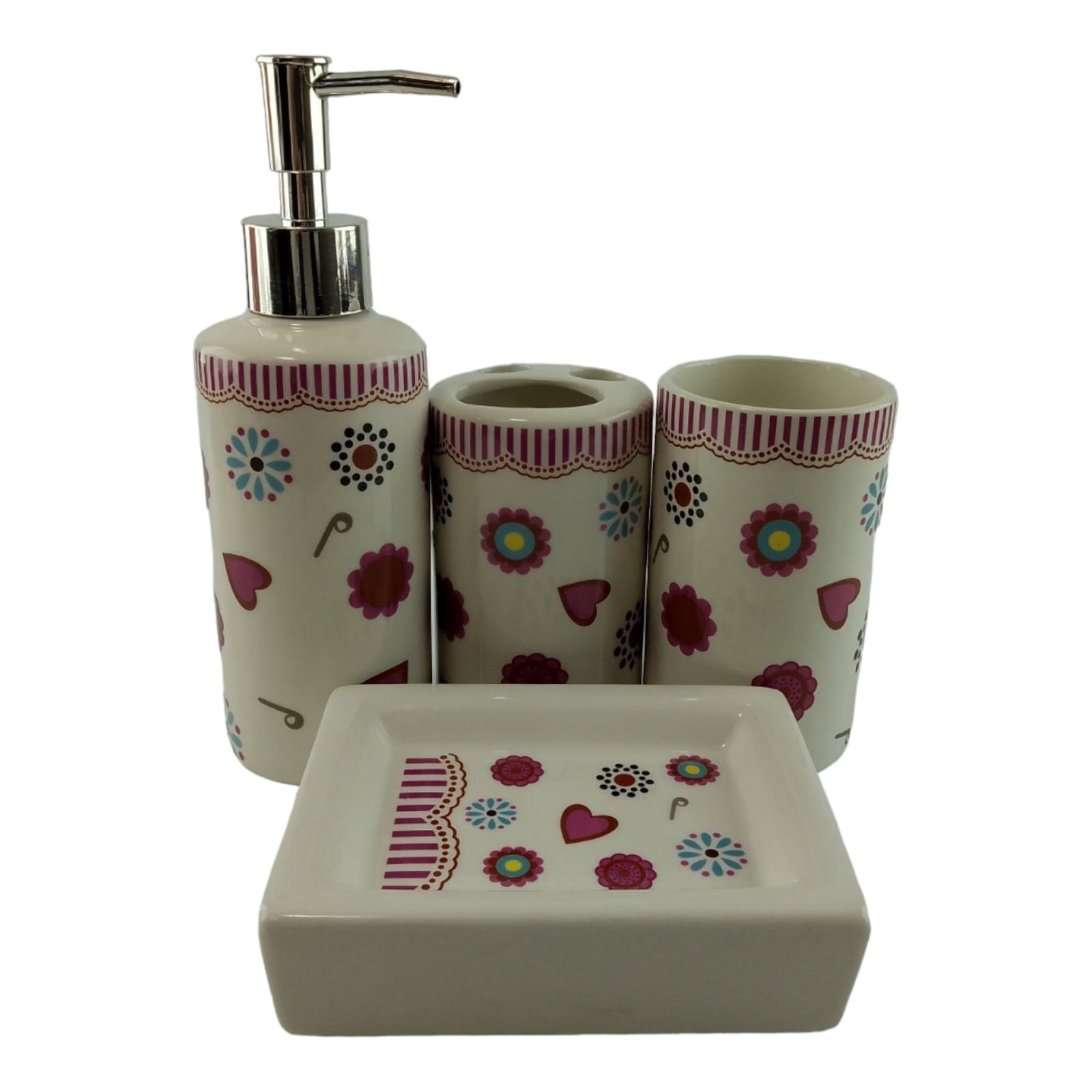 Набор для ванной керамический Сердечки Набор для ванной керамический Сердечки