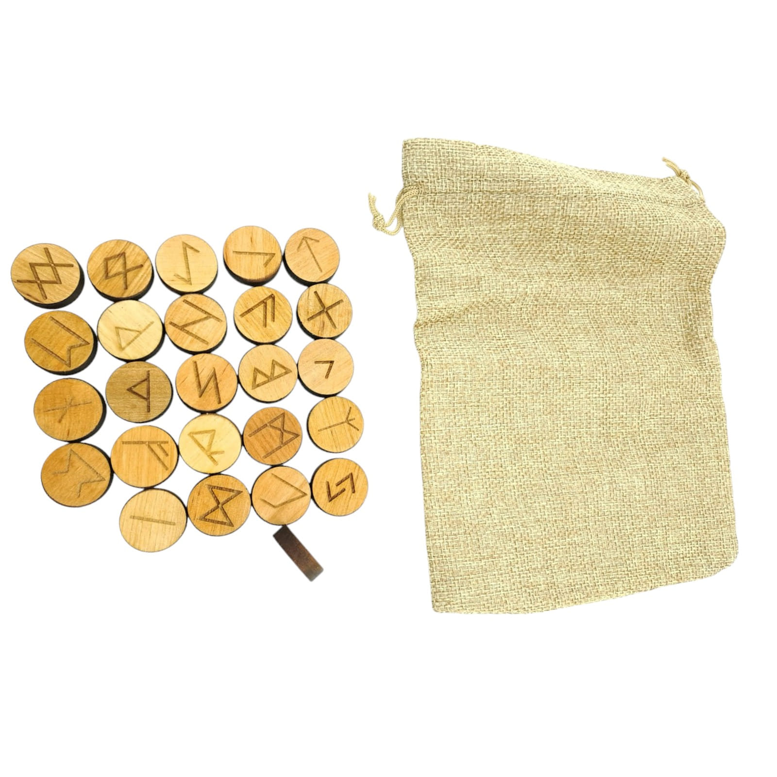 Руны Скандинавские круглые, светлые, 25 рун (d-2,3 см ,h-0,7 см) с мешочком ,массив дерева Руны Скандинавские круглые, светлые, 25 рун (d-2,3 см ,h-0,7 см) с мешочком ,массив дерева
