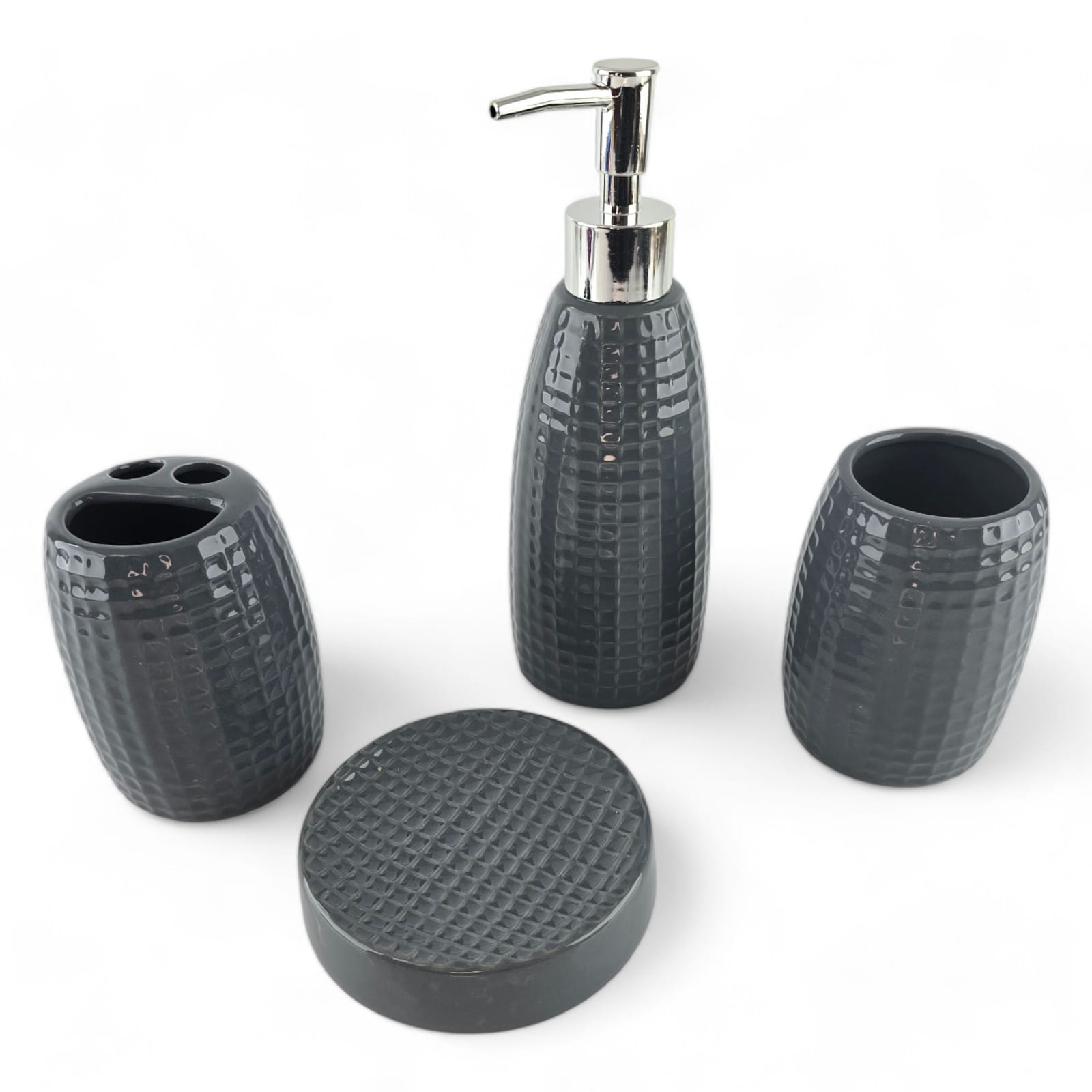 Набор для ванной керамический, серый (25Х23.5х 8 см) Набор для ванной керамический, серый (25Х23.5х 8 см)