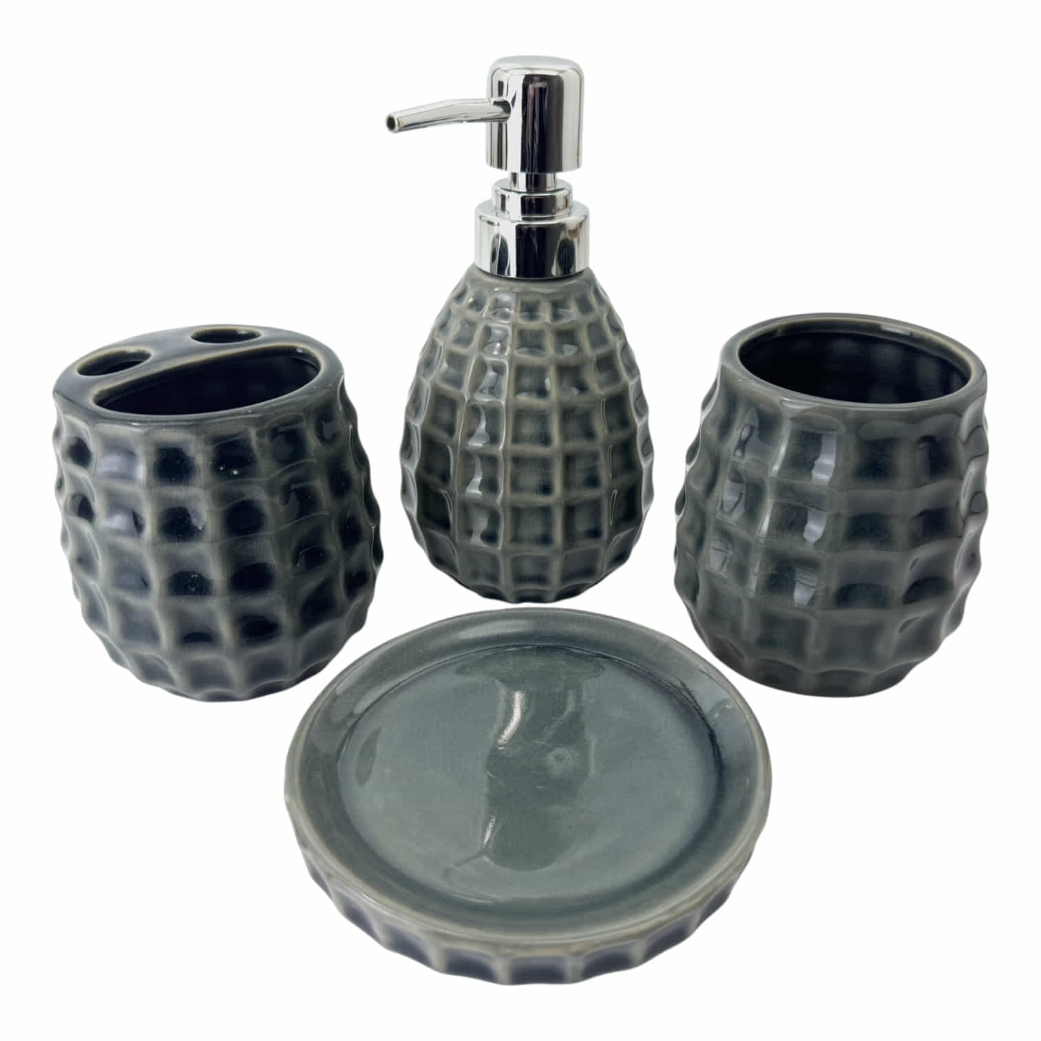 Набор для ванной керамический, серый (28,5х 22,5х 9 см) Набор для ванной керамический, серый (28,5х 22,5х 9 см)