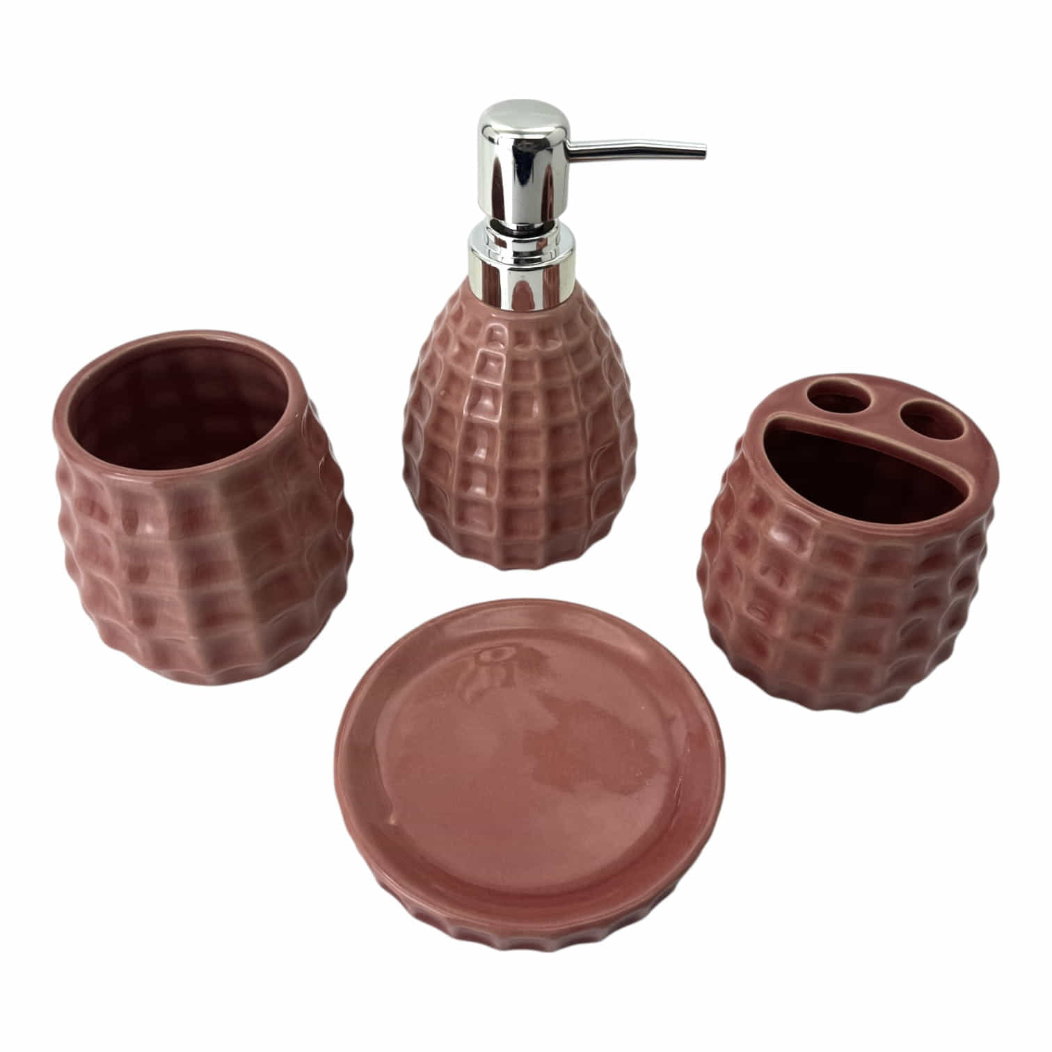 Набор для ванной керамический, розовый (28,5х 22,5х 9 см) Набор для ванной керамический, розовый (28,5х 22,5х 9 см)