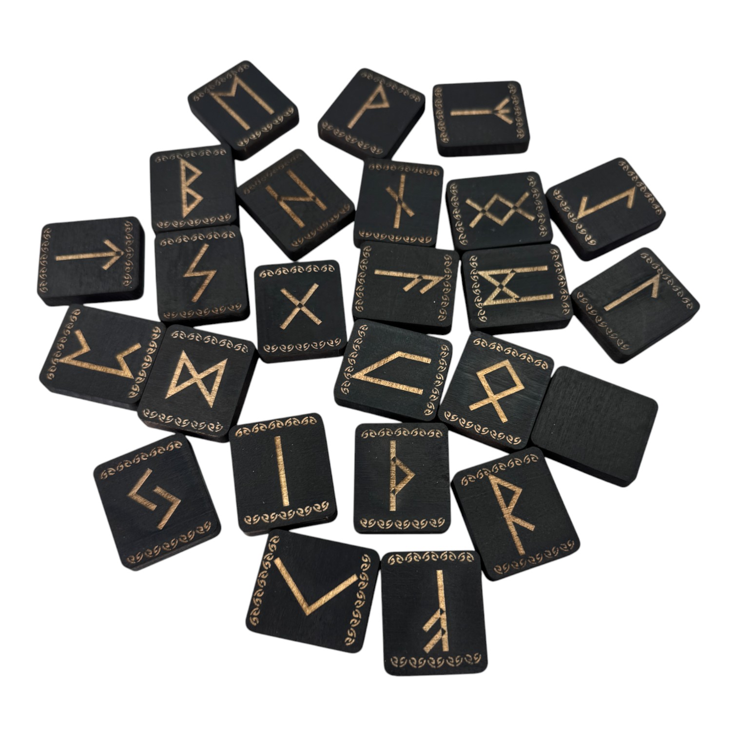 Руны Скандинавские темные с орнаментом, 25 рун (3,1×2,7×0,7 см) , массив дерева Руны Скандинавские темные с орнаментом, 25 рун (3,1×2,7×0,7 см) , массив дерева