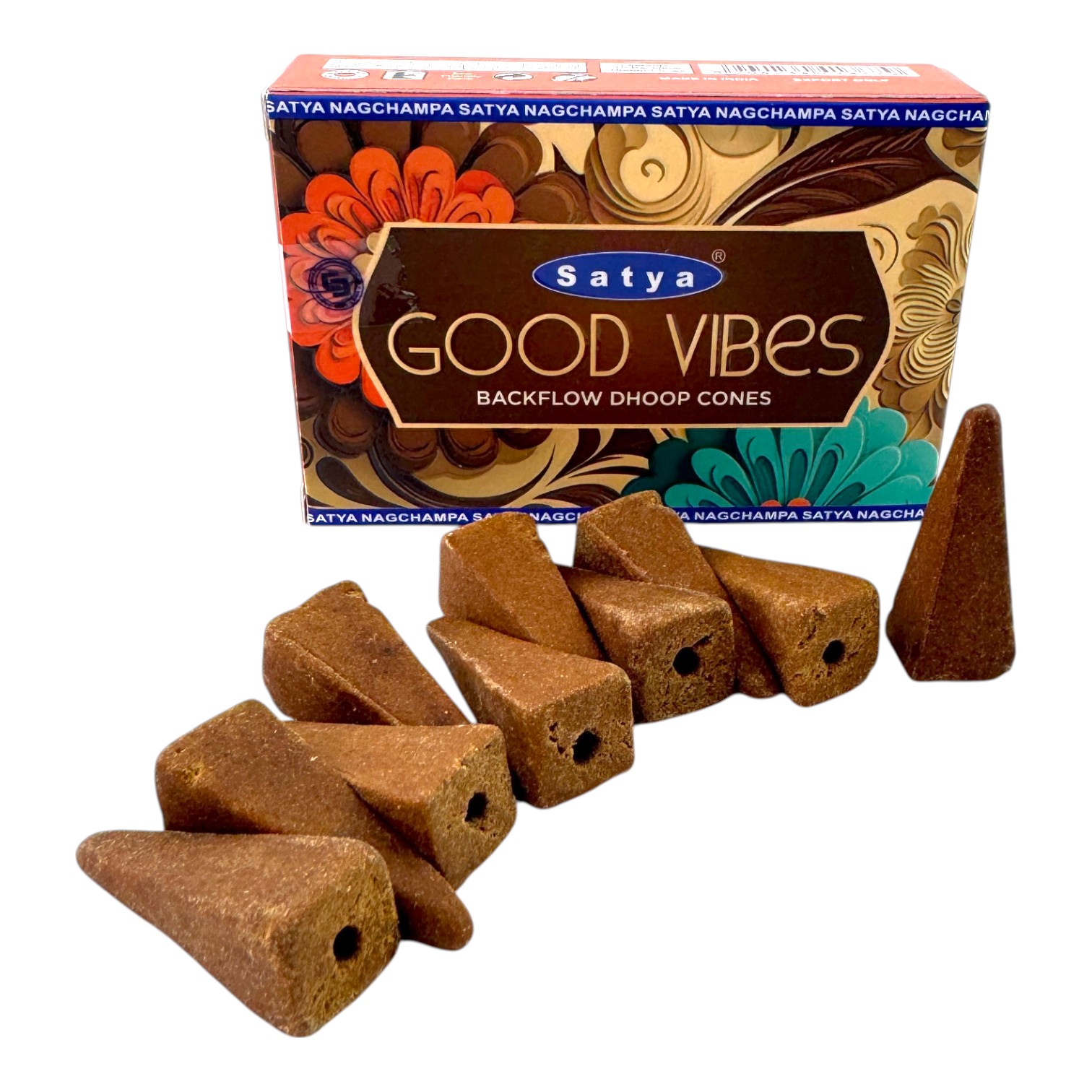 Good Vibes Backflow Dhoop Cone (Хорошие Вибрации)(Satya) 10 конусов в упаковке Good Vibes Backflow Dhoop Cone (Хорошие Вибрации)(Satya) 10 конусов в упаковке