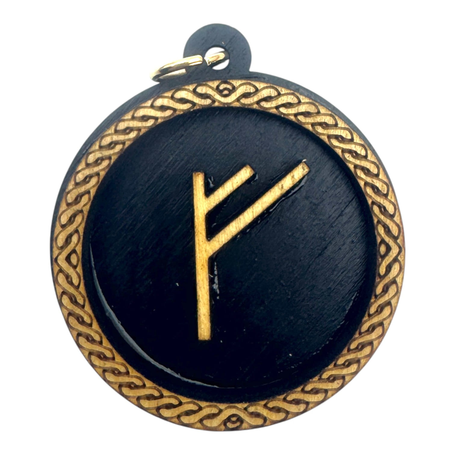 Рунический оберег-подвеска Феу(d-45мм),дерево. Рунический оберег-подвеска Феу(d-45мм),дерево.