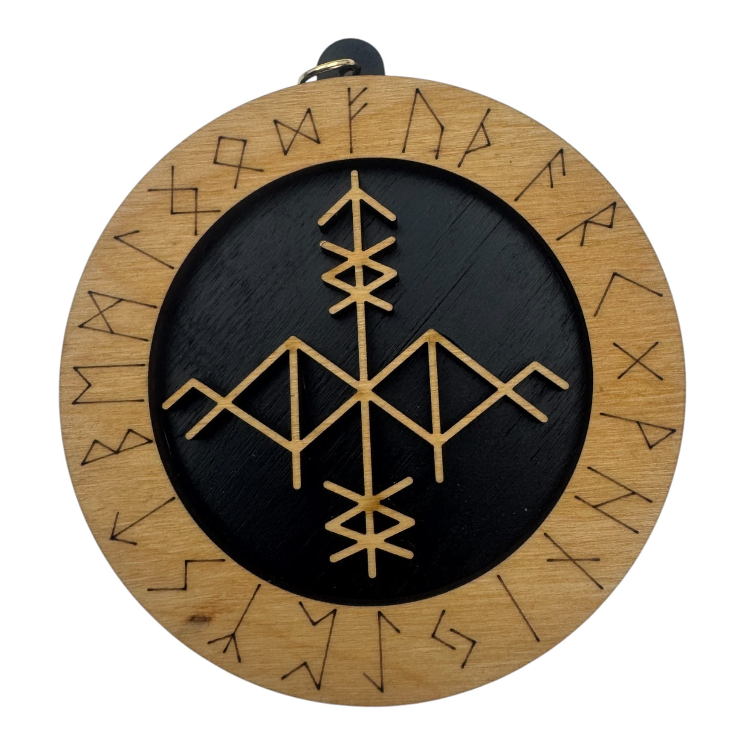 Рунический став Золотий Дракон (d-90мм),дерево. Рунический став Золотий Дракон (d-90мм),дерево.