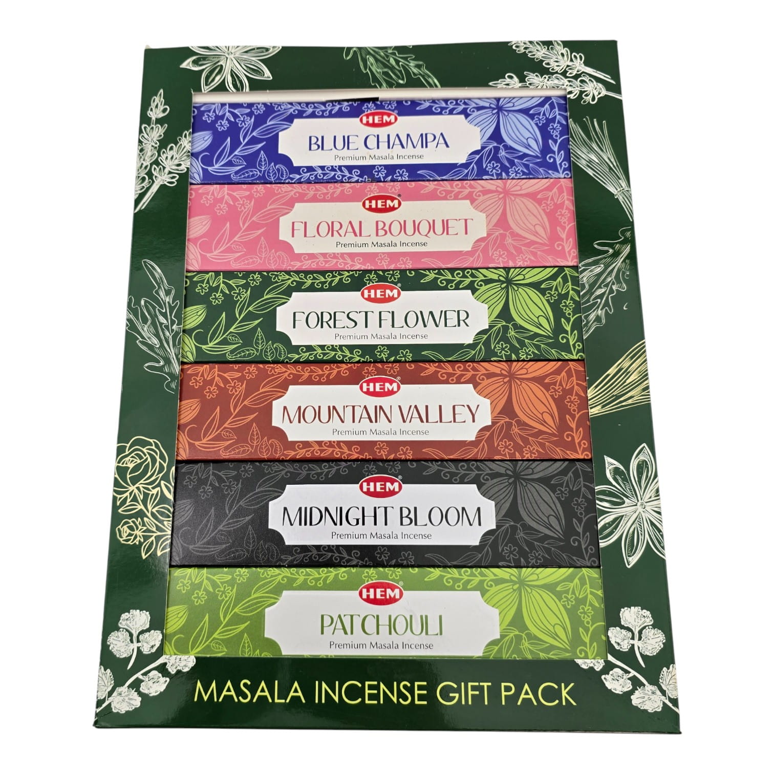 Masala Gift Pack 15 Gms-Heaven Sense Подарочный набор благовоний HEM Масала 6 ароматов + подставка Masala Gift Pack 15 Gms-Heaven Sense Подарочный набор благовоний HEM Масала 6 ароматов + подставка