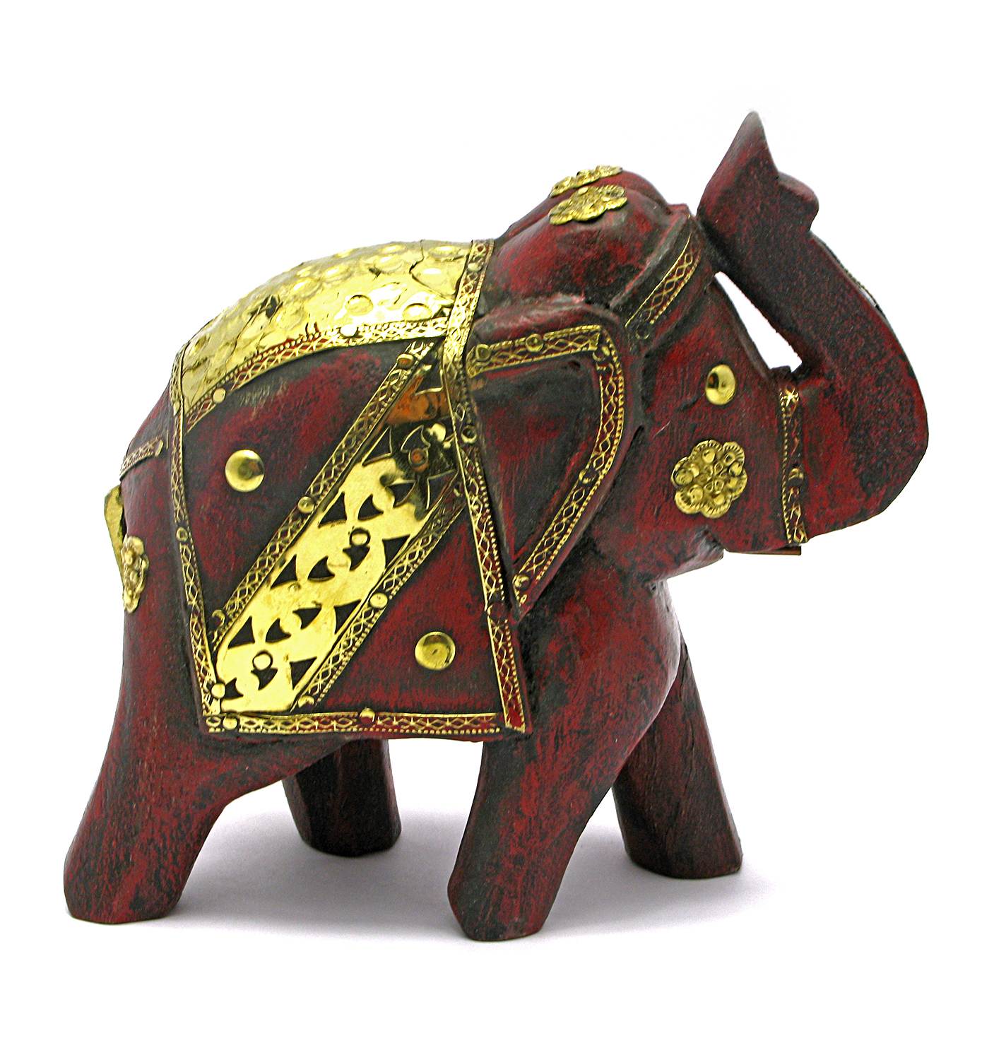 Слон деревянный винтажный с медными вставками (h-14 см) Слон деревянный винтажный с медными вставками (h-14 см) код 4446
