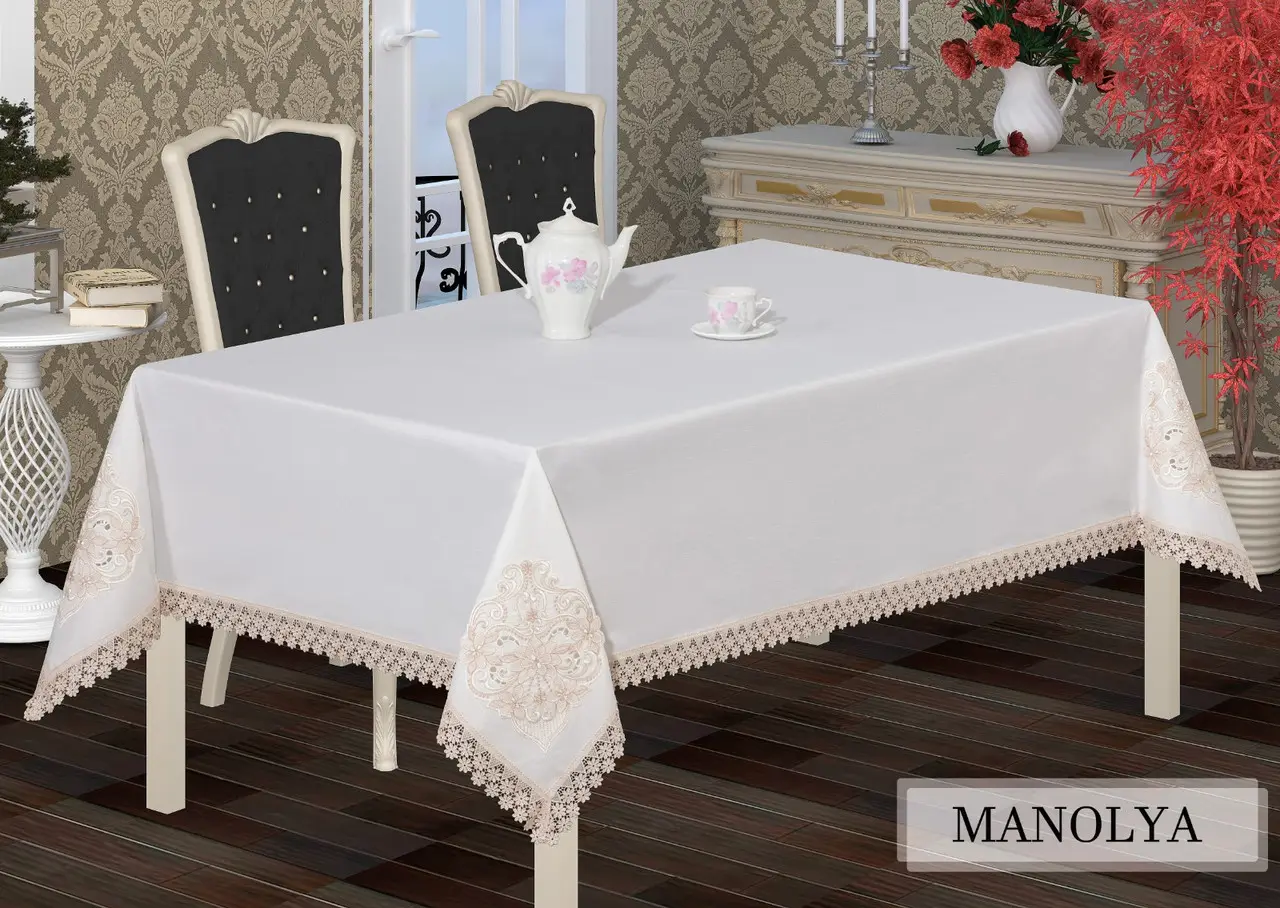 Вышитая скатерть Manolya 160*220 см, пр-во Турция Вышитая скатерть Manolya 160*220 см, пр-во Турция