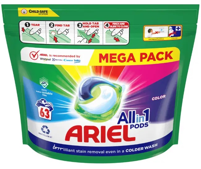 Капсулы для стирки цветного белья Ariel Color Pods 3 в 1 63 шт Капсулы для стирки цветного белья Ariel Color Pods 3 в 1 63 шт