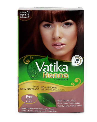 Краска для волос на основе хны Бордовый Vatika (Burgundy) 6*10г Краска для волос на основе хны Бордовый Vatika (Burgundy) 6*10г