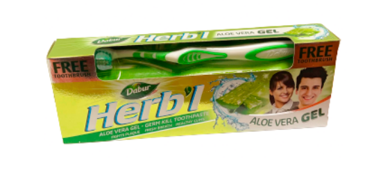 Зубная паста-гель с Алоэ вера DABUR HERB'L 150г + зубная щетка Зубная паста-гель с Алоэ вера DABUR HERB'L 150г + зубная щетка