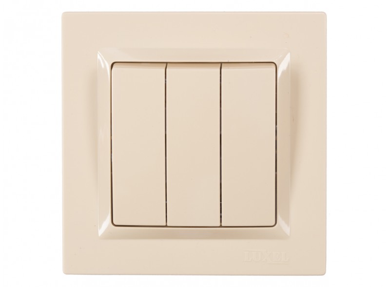 Выключатель тройной Luxel JAZZ (9313) кремовый Выключатель тройной Luxel JAZZ (9313) кремовый