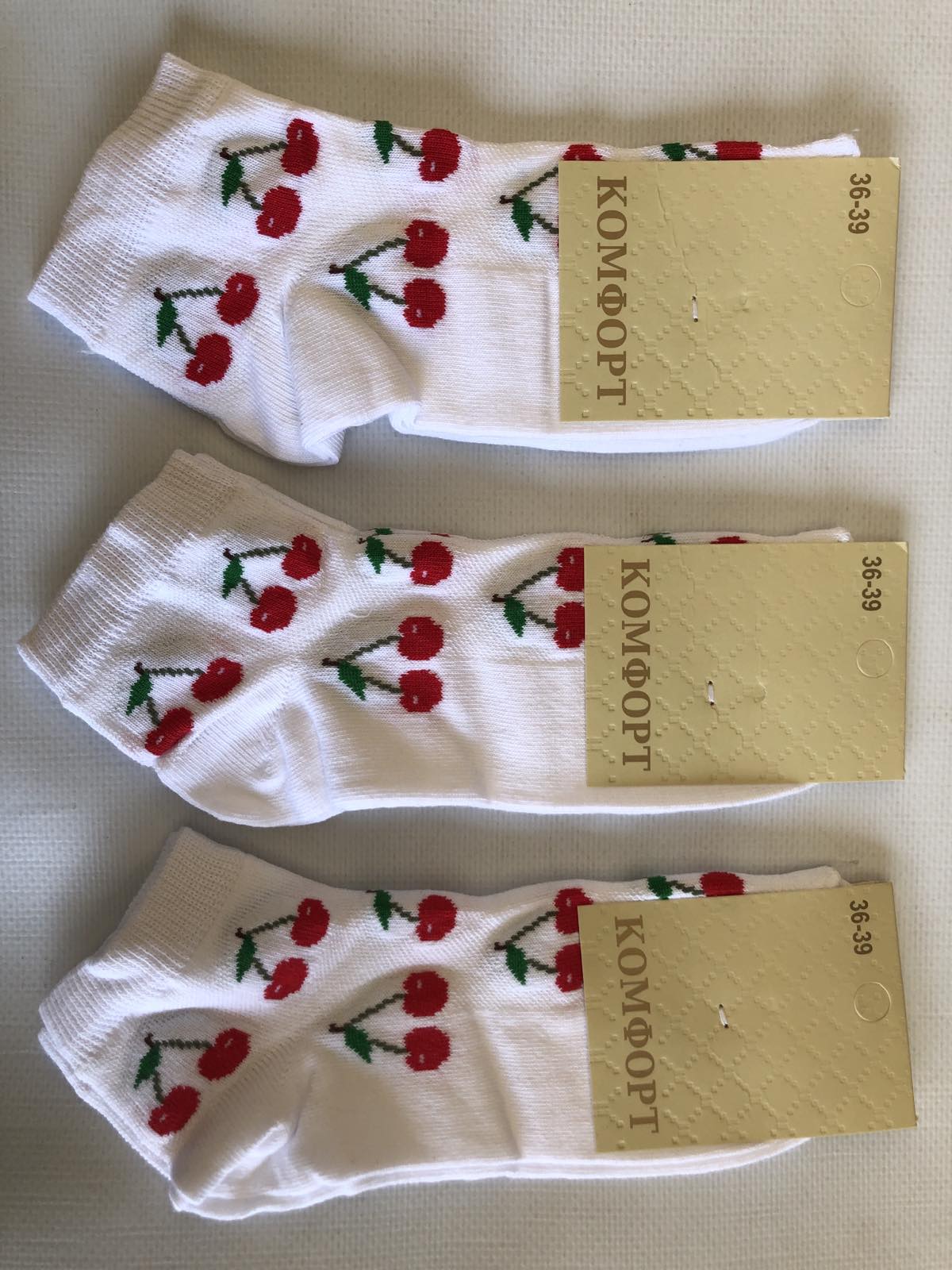 Носки КОМФОРТ ликра полусредняя сетка 36-40 с вишенкой Носки КОМФОРТ ликра полусредняя сетка 36-40 с вишенкой