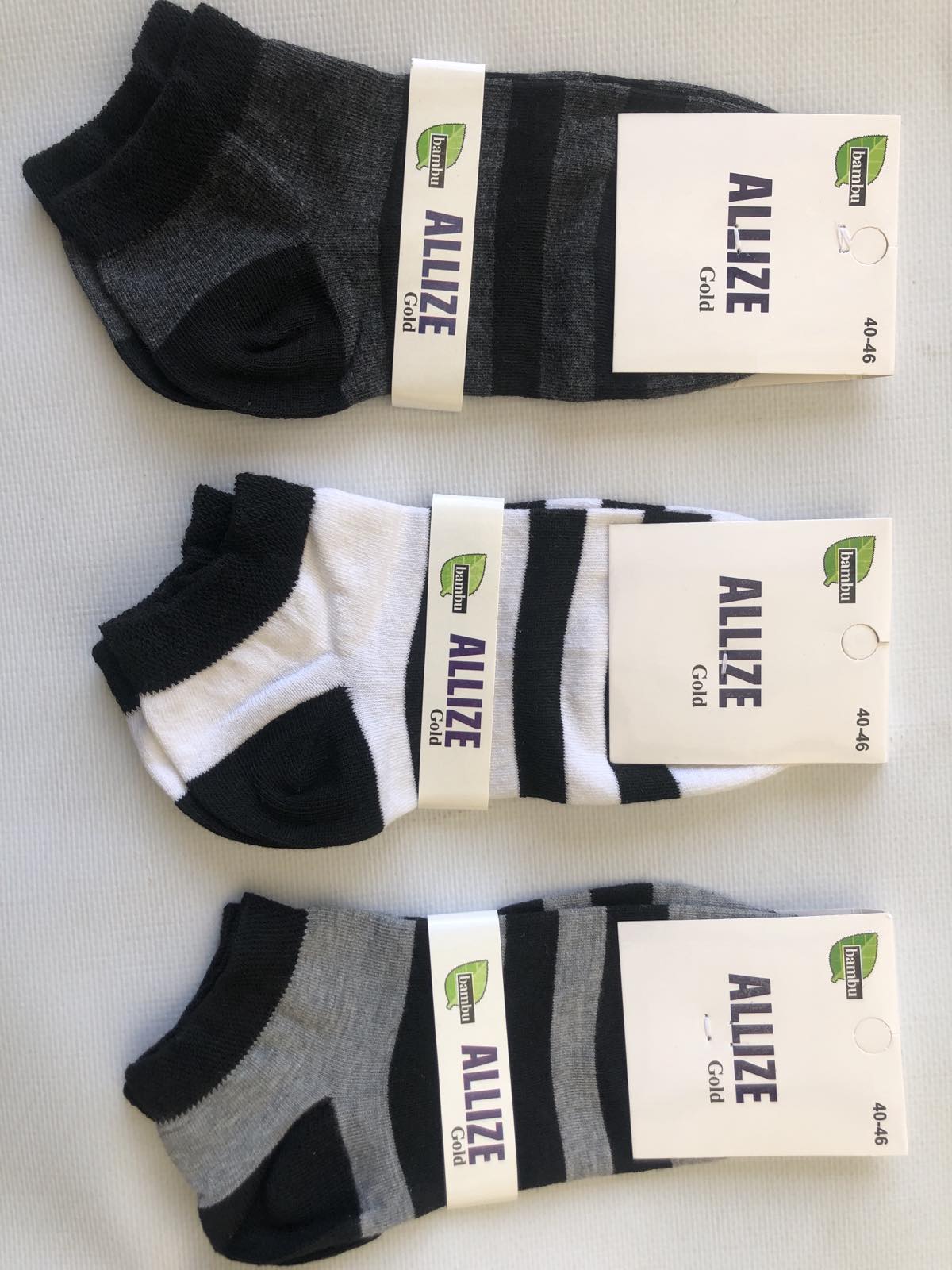 Носки ALLIZE ликра хлопок патик ( низкие ) 40-46 с бамбуковой нитью. Цвет : ассорти в полоску . Производство Турция Носки ALLIZE ликра хлопок патик ( низкие ) 40-46 с бамбуковой нитью. Цвет : ассорти в полоску . Производство Турция