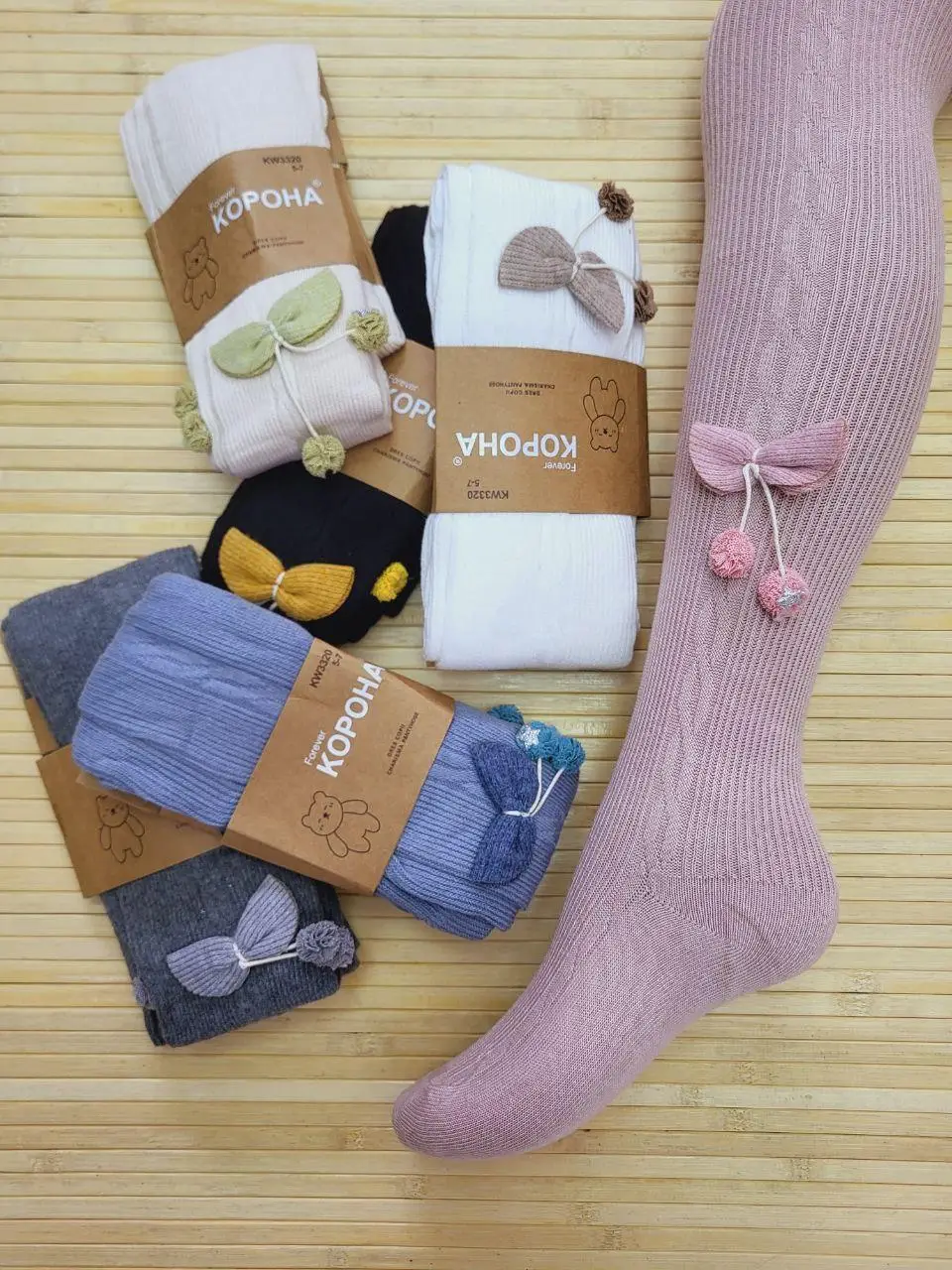 Колготи "Корона" з бантиком для дівчаток 1/9 років; 3320A Колготи "Корона" з бантиком для дівчаток 1/9 років; 3320A