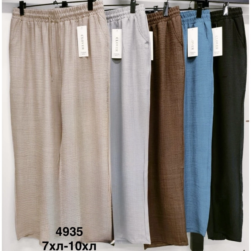 Жіночі літні штани. Розміри 7xl, 8xl, 9xl, 10xl (58-64). В упаковці 4 од одного кольору. Матеріал жатка. 102693 Жіночі літні штани. Розміри 7xl, 8xl, 9xl, 10xl (58-64). В упаковці 4 од одного кольору. Матеріал жатка. 102693