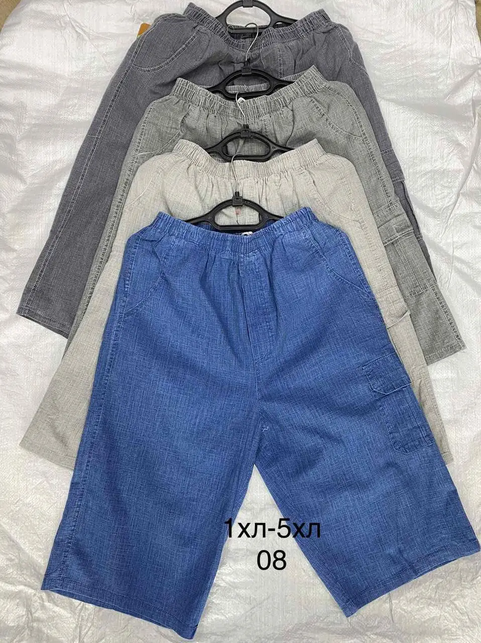 Бриджи мужские лен, р.XL-5XL (46-54) микс, В08 Бриджи мужские лен, р.XL-5XL (46-54) микс, В08