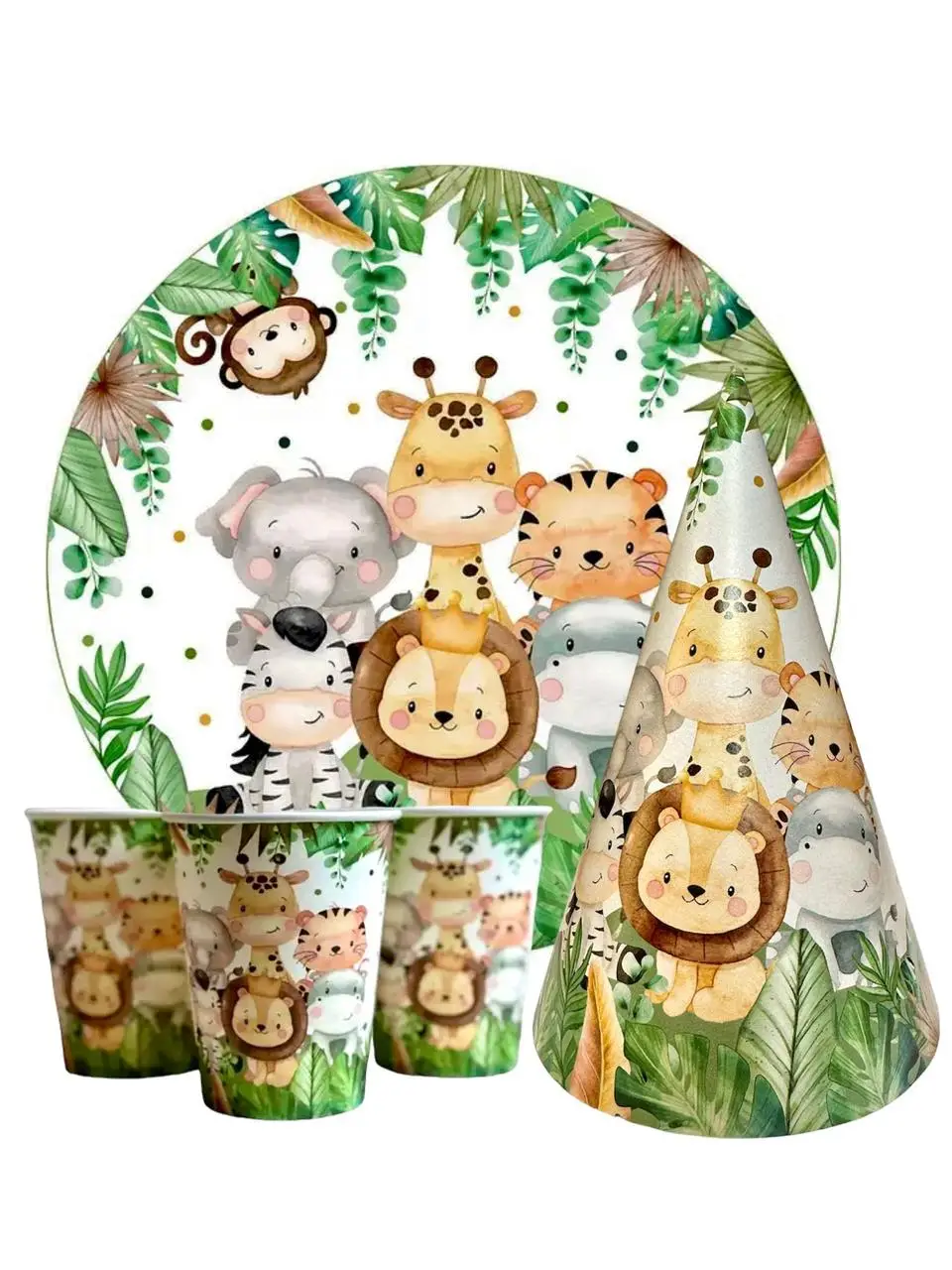 Набор для детского дня рождения "Животные" Тарелки -10 шт Стаканчики - 10 шт Колпачки - 10 шт Набор для детского дня рождения "Животные" Тарелки -10 шт Стаканчики - 10 шт Колпачки - 10 шт