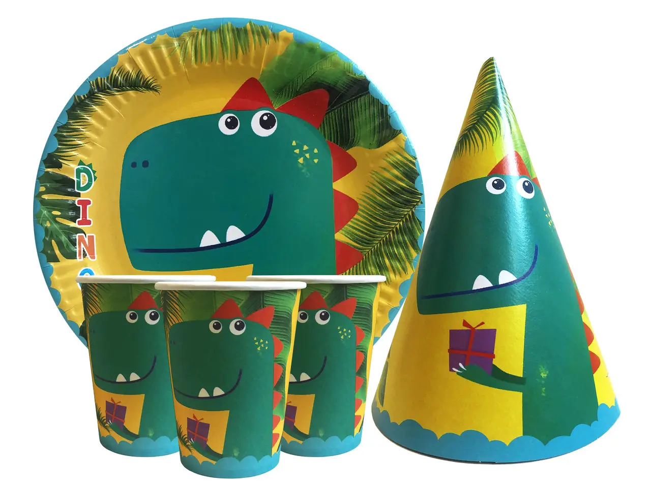 Набор для детского дня рождения " Динозавр " Тарелки -10 шт Стаканчики - 10 шт Колпачки - 10 шт Набор для детского дня рождения " Динозавр " Тарелки -10 шт Стаканчики - 10 шт Колпачки - 10 шт