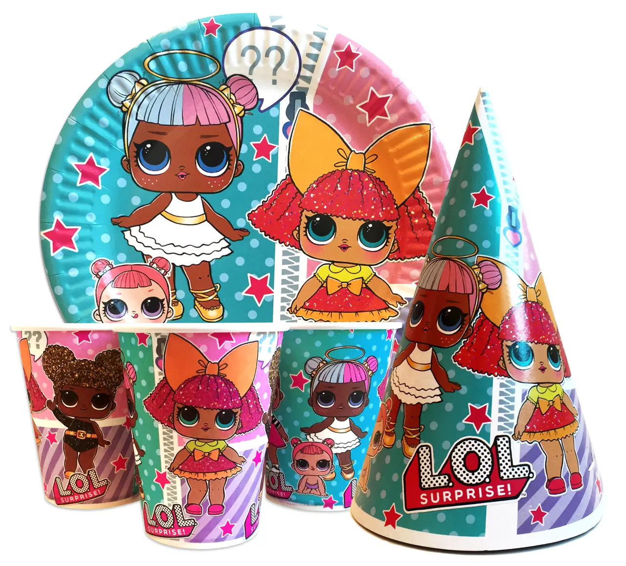 Набор для детского дня рождения " Куклы Лол " Тарелки -10 шт Стаканчики - 10 шт Колпачки - 10шт Набор для детского дня рождения " Куклы Лол " Тарелки -10 шт Стаканчики - 10 шт Колпачки - 10шт