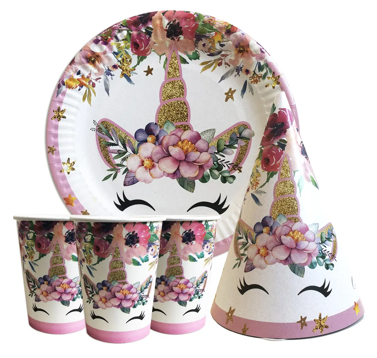Набор для детского дня рождения " Единорог цветы " Тарелки -10 шт Стаканчики - 10 шт Колпачки - 10 шт Набор для детского дня рождения " Единорог цветы " Тарелки -10 шт Стаканчики - 10 шт Колпачки - 10 шт