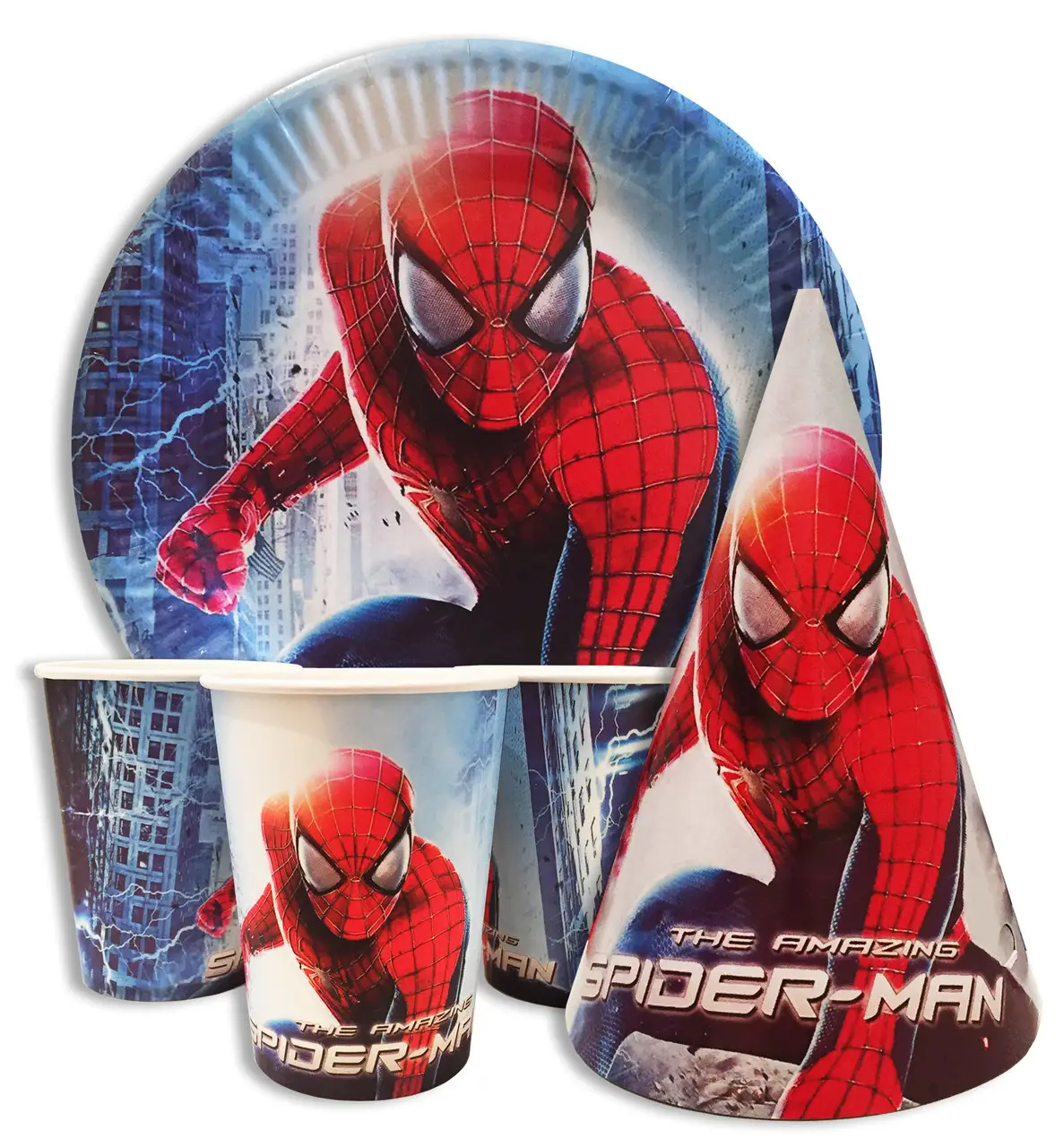 Набор для детского дня рождения " Человек паук " Тарелки -10 шт Стаканчики - 10 шт Колпачки - 10 шт Набор для детского дня рождения " Человек паук " Тарелки -10 шт Стаканчики - 10 шт Колпачки - 10 шт