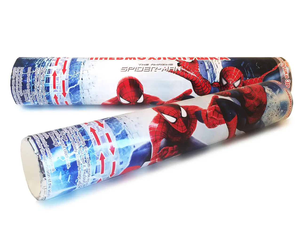 Хлопушка пневматическая Человек Паук длина 30 см Хлопушка пневматическая Человек Паук длина 30 см