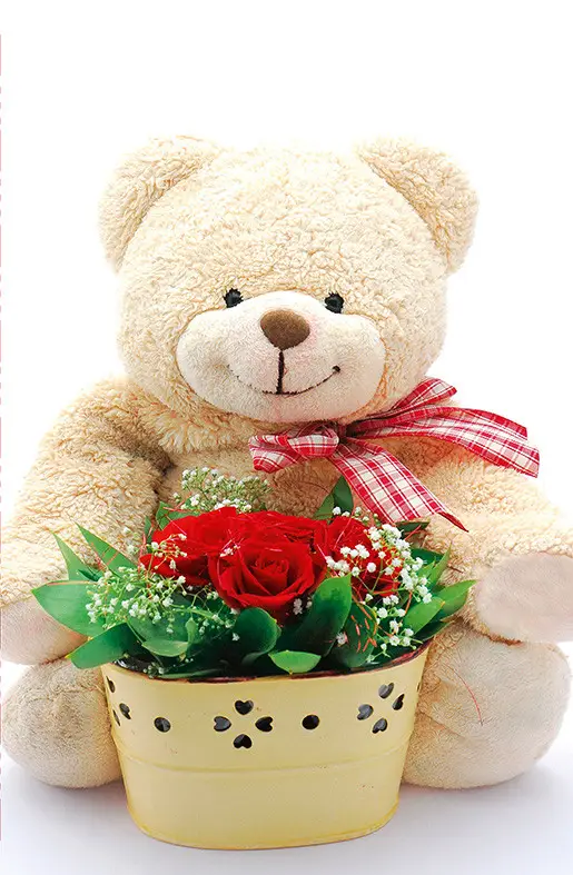 Пакет для подарка большой вертикальный "Мишка с букетом" 25х37 см Пакет для подарка большой вертикальный "Мишка с букетом" 25х37 см