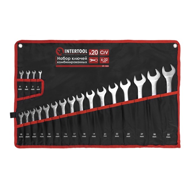 Набор ключей комбинированных 20ед., 6-32мм Cr-V INTERTOOL HT-1253 Набор ключей комбинированных 20ед., 6-32мм Cr-V INTERTOOL HT-1253