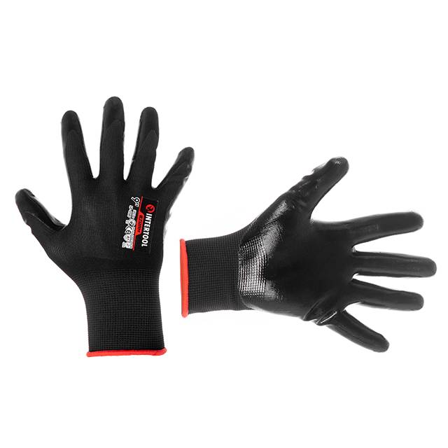 Перчатка трикотажная, синтетическая с гладким нитриловым покрытием 10" STORM INTERTOOL SP-0188 Перчатка трикотажная, синтетическая с гладким нитриловым покрытием 10" STORM INTERTOOL SP-0188