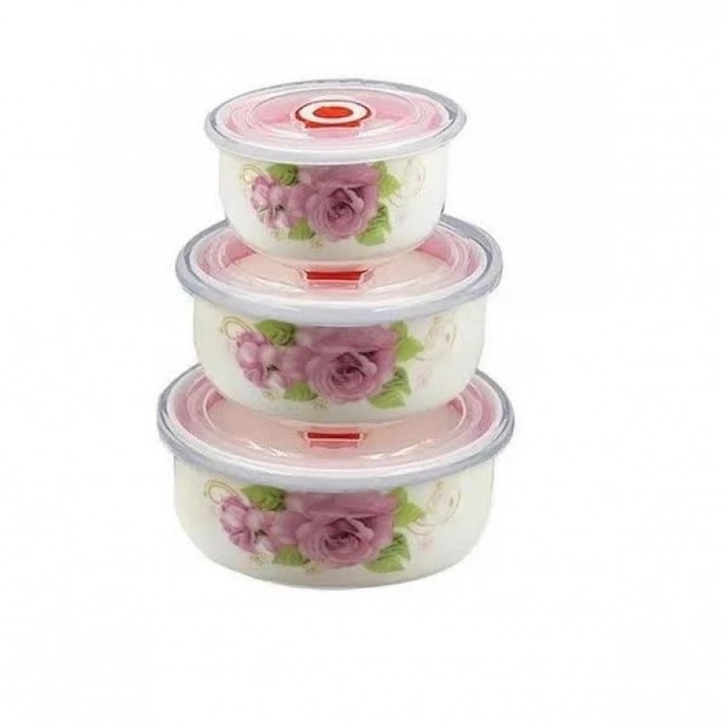 Набор салатников с крышкой 3шт. фарфор Frico FRU-435 Набор салатников с крышкой 3шт. фарфор Frico FRU-435