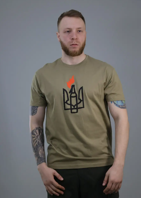 Футболка принт по центру "Патриот" Олива, размеры L, XL Футболка принт по центру "Патриот" Олива, размеры L, XL