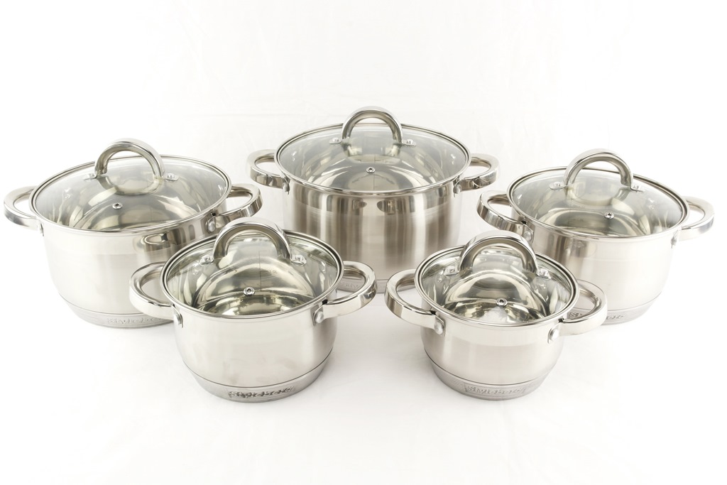 Набор кастрюль нержавейка 10 предметов c крышками 2185 Набор кастрюль нержавейка 10 предметов c крышками 2185