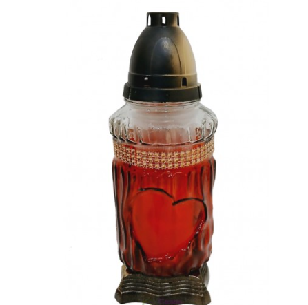 Лампадка стеклянная на 48 часов "Лента над сердцем" Лампадка стеклянная на 48 часов "Лента над сердцем"