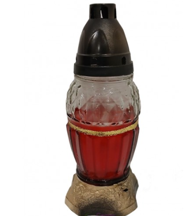 Лампадка стеклянная на 20 часов Лента красная Лампадка стеклянная на 20 часов Лента красная