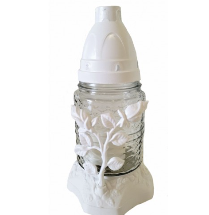 Лампадка стеклянная на 18 часов "Роза белая" Лампадка стеклянная на 18 часов "Роза белая"