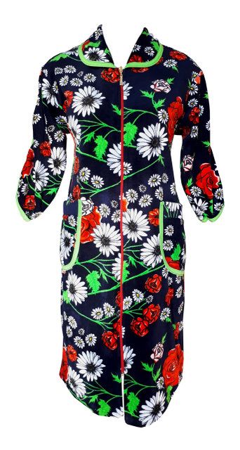 Цветной велюровый женский халат на молнии 52р Цветной велюровый женский халат на молнии 52р