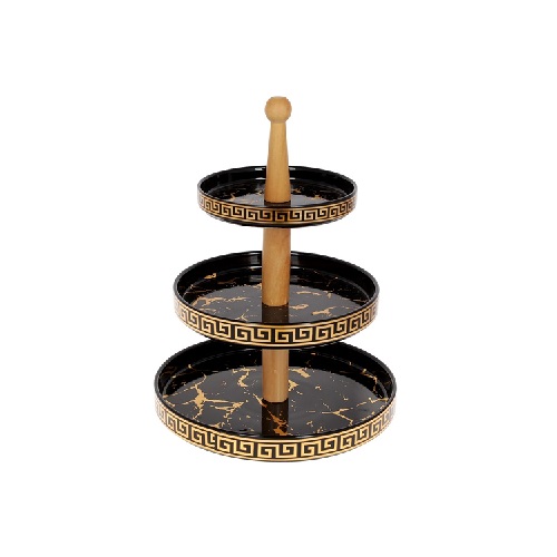 Фарфоровая трехьярусная этажерка Мраморная Роскошь, цвет — черный мрамор Фарфоровая трехьярусная этажерка Мраморная Роскошь, цвет — черный мрамор