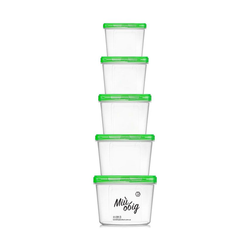 Набор пищевых контейнеров "Мой обед" 5шт. 0,2+0,3+0,5+0,7+1л Набор пищевых контейнеров "Мой обед" 5шт. 0,2+0,3+0,5+0,7+1л