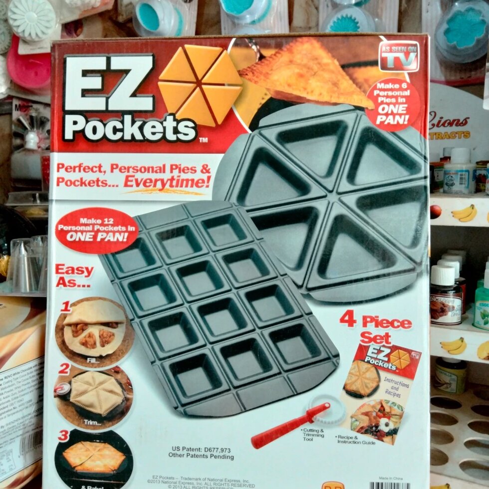 EZ Pockets Gray Non-Stick Steel 4-Piece Baking Kit with Cutting Tool and Recipe Book EZ Pockets Gray Non-Stick Steel 4-Piece Baking Kit with Cutting Tool and Recipe Book