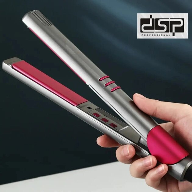 Утюг для волос DSP 10217 с возможностью регулировать температуру и защитой от перегрева, 38 Вт. Серебристый с розовым Утюг для волос DSP 10217 с возможностью регулировать температуру и защитой от перегрева, 38 Вт. Серебристый с розовым