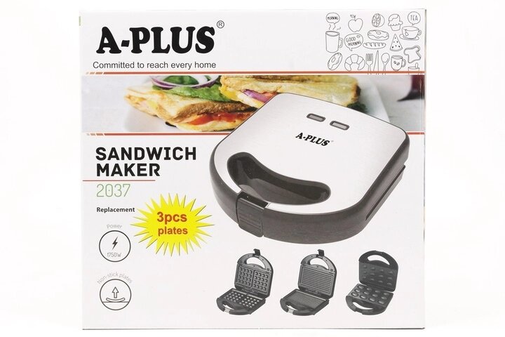 Сэндвичница (Бутербродница) 3 в 1 1750 Вт А-Plus 2037 Сэндвичница (Бутербродница) 3 в 1 1750 Вт А-Plus 2037