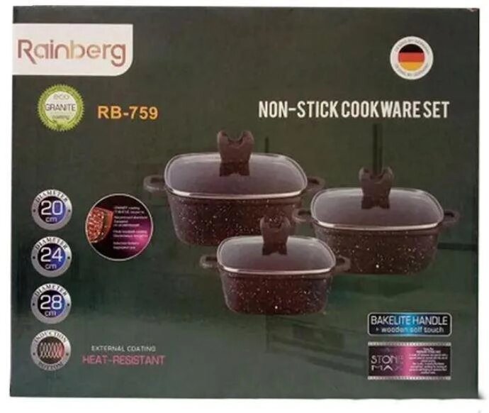 Набор кастрюль Rainberg RB-759 с антипригарным покрытием 6 пр. Черный (RB-759black) Набор кастрюль Rainberg RB-759 с антипригарным покрытием 6 пр. Черный (RB-759black)