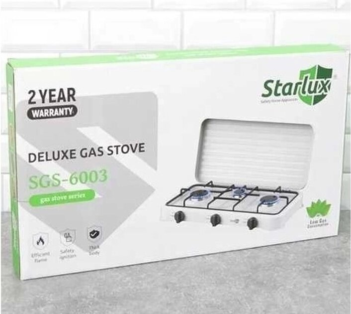 Газовая плита настольная на 3 конфорки Starlux SGS-6003 MS Газовая плита настольная на 3 конфорки Starlux SGS-6003 MS