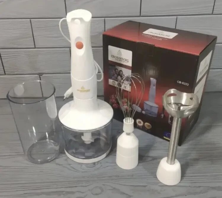 Блендер 4 в 1 Crownberg CB-6222 миксер измельчитель венчик чоппер Блендер 4 в 1 Crownberg CB-6222 миксер измельчитель венчик чоппер