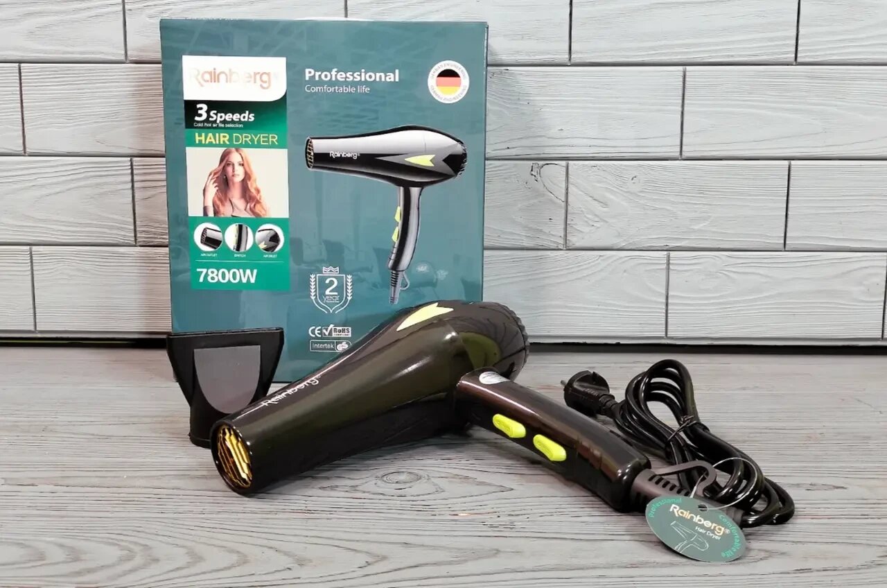 Профессиональный фен для волос Rainberg RB-2208 7800W / Мощный фен для волос Профессиональный фен для волос Rainberg RB-2208 7800W / Мощный фен для волос