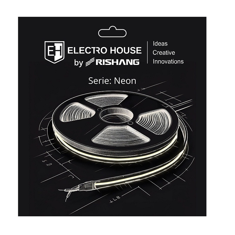 LED неоновая лента 10Вт 12В 6х12 мм, SMD2835 120 диодов, 230 Лм, теплый белый 3000K, серия Neon Electro House by Rishang LED неоновая лента 10Вт 12В 6х12 мм, SMD2835 120 диодов, 230 Лм, теплый белый 3000K, серия Neon Electro House by Rishang