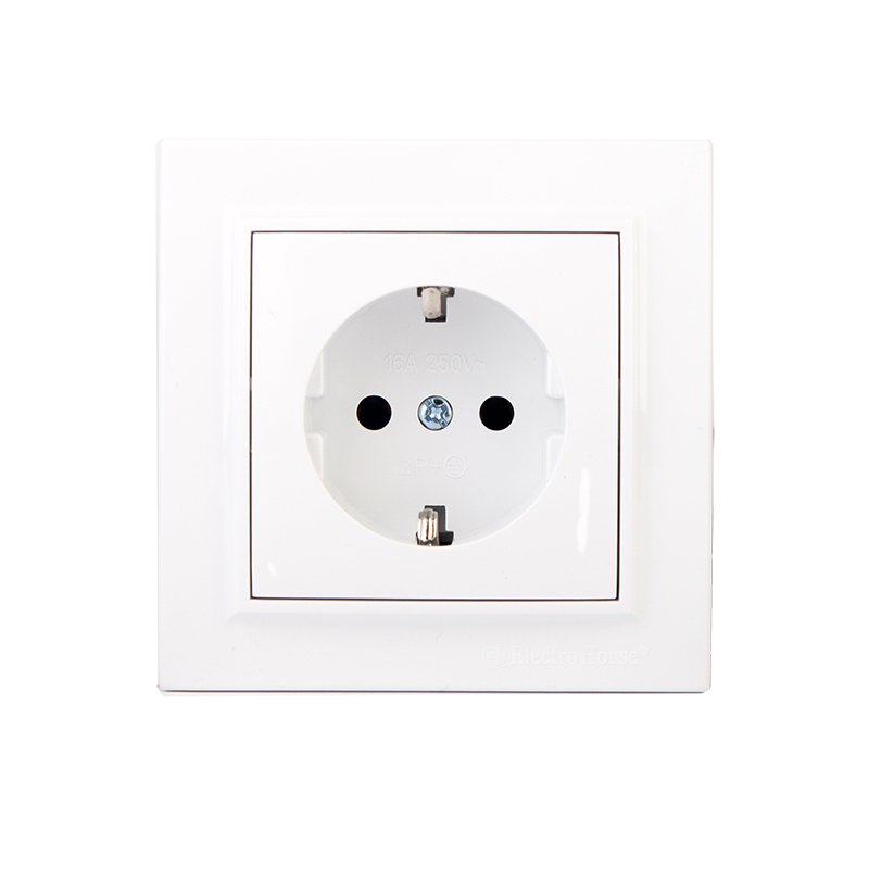 Розетка с/з (материал термопластик) 16 А Enzo Белый Розетка с/з (материал термопластик) 16 А Enzo Белый