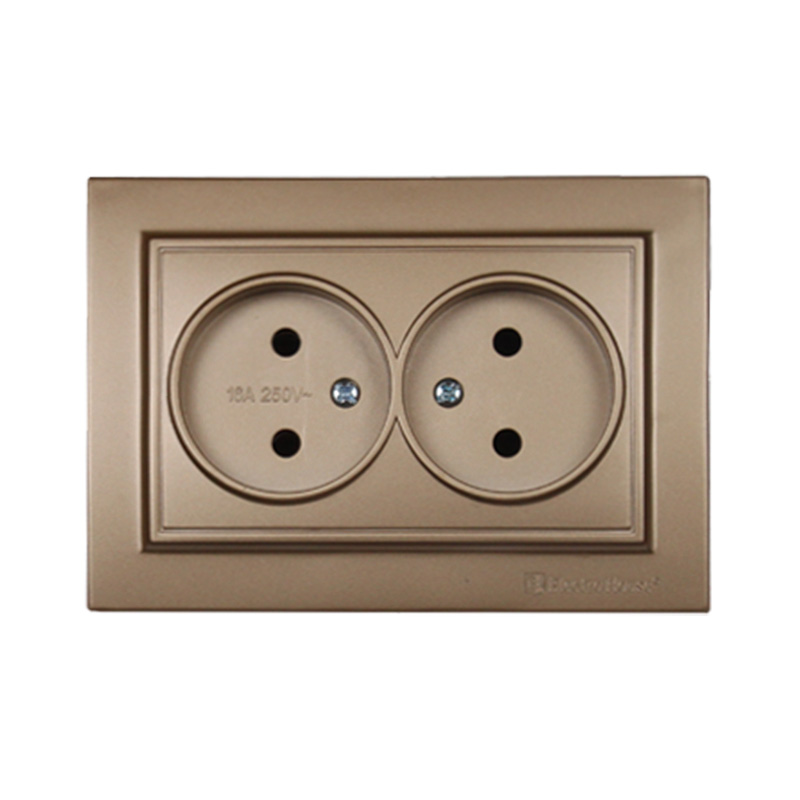 Розетка двойная без заземления 16 А Enzo Роскошно-золотой Розетка двойная без заземления 16 А Enzo Роскошно-золотой