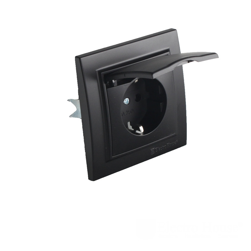 Розетка одинарная с крышкой материал Пластик Розетка одинарная с крышкой материал Пластик